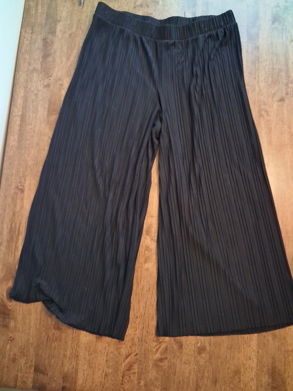 J Jill Pure Jill Cropped Wide-Leg Pleated Black  Pants Pull On L 35